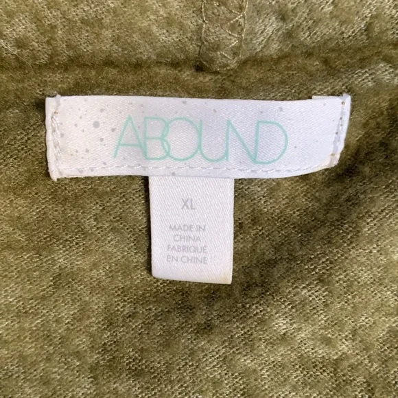 Abound- XL- Hooded Sweatshirt Vest W/ Kangaroo 🦘 Pocket- Acid Wash Olive Green - Picture 2 of 8